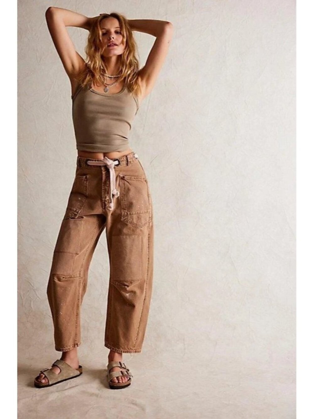 We The Free Brown Patchwork Utility Jeans - Picture 2 of 12